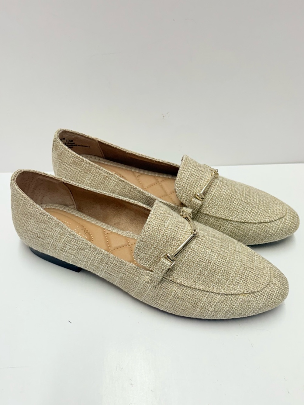 Rachel Zoe Axe Linen Horse Bit Loafers Neutral Tan Sz 7.5